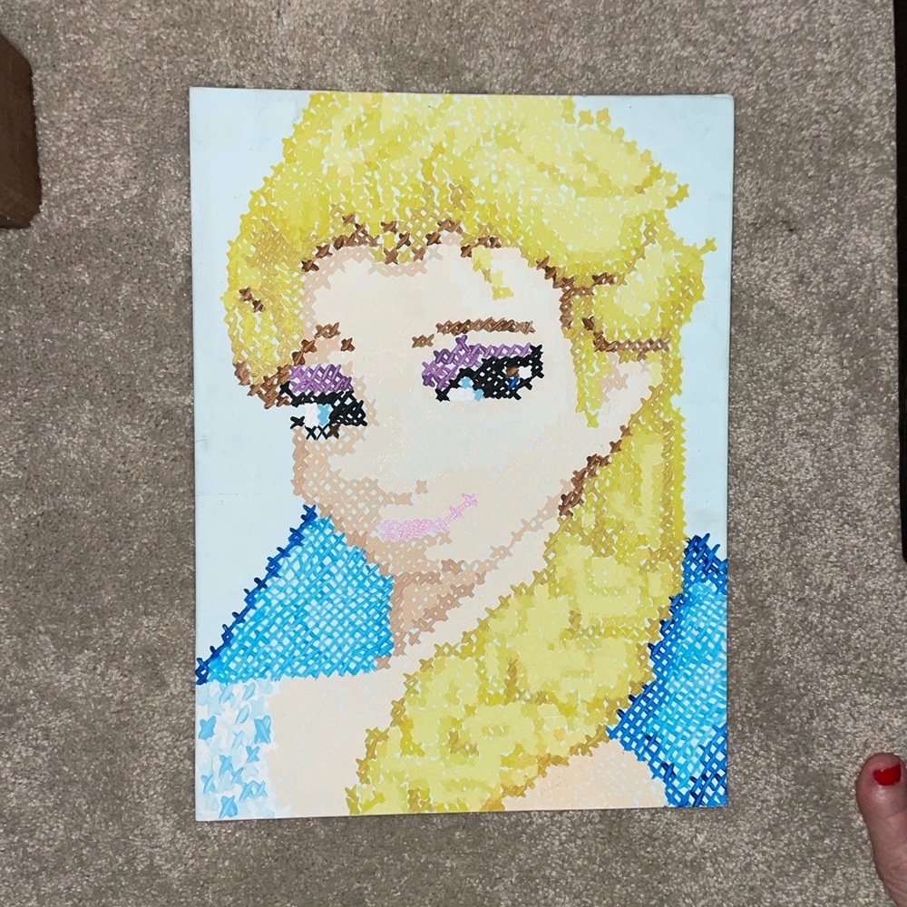 Colorful Elsa Pixel Art Portrait